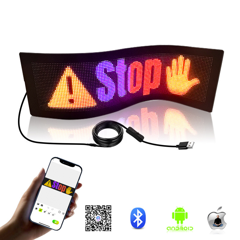 App Control LED Sign Board Flexible USB LED Car Signs Programmable Custom Scrolling Message Digital Display Led Matrix Panel