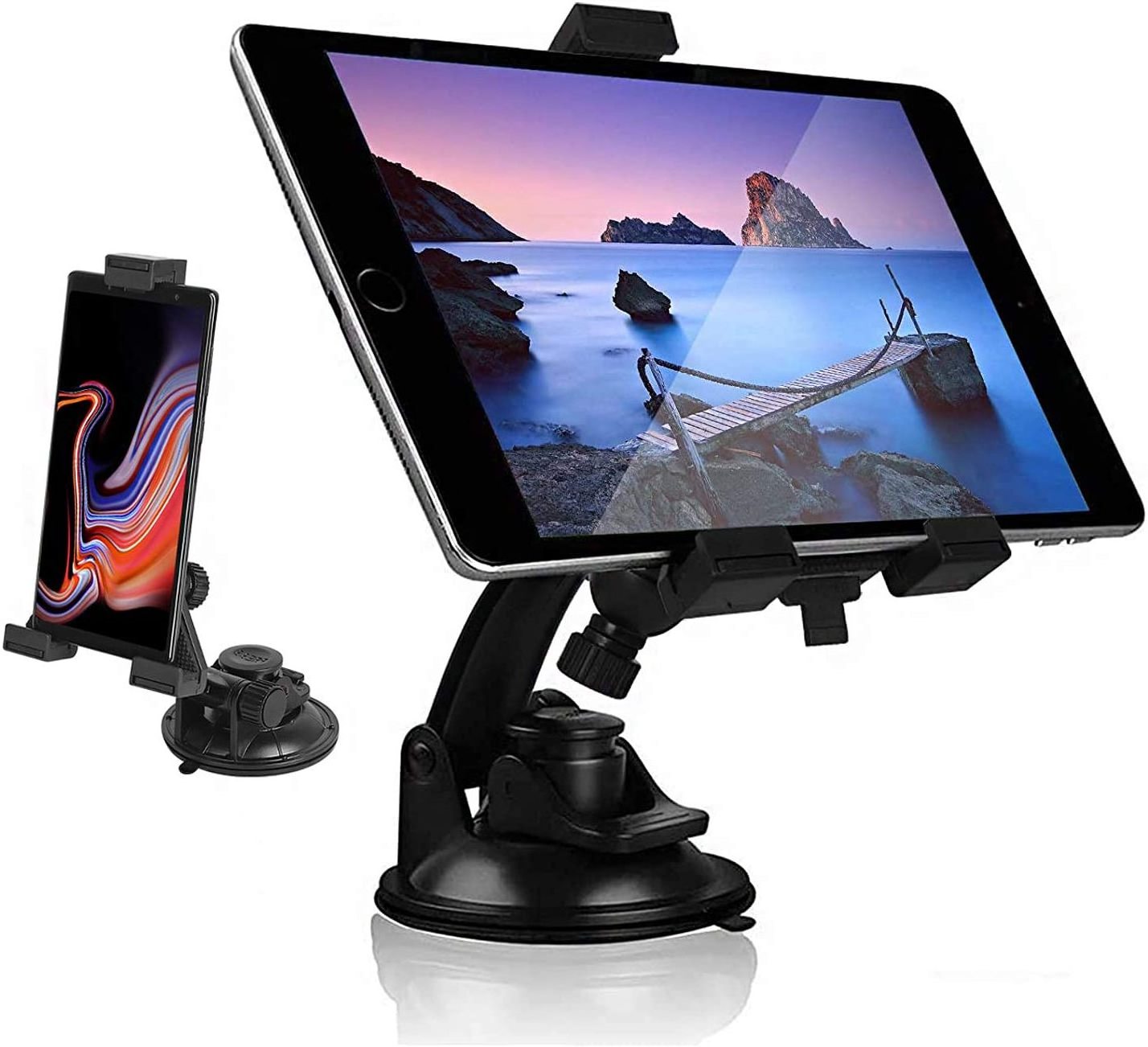 Car Dashboard Windshield Tablet Mount, 360 Degree Adjustable Dash Window Holder Stand Suction Cup Gel for 4