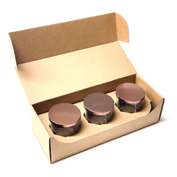 Wholesale Cheap Recycled Brown Kraft Paper Metal Tin Candle Shipping Box for Candles, Glass Bottles, Mason Jars