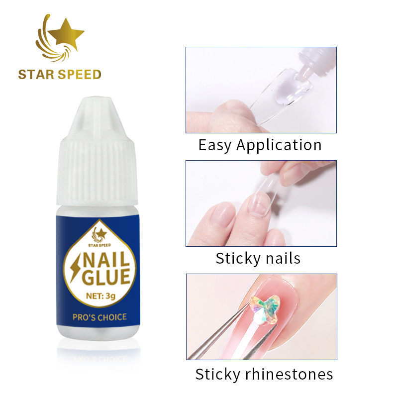 Starspeed 5 second waterproof false nail extension glue sticker rhinestone nail art glue for nail tip press on  glue