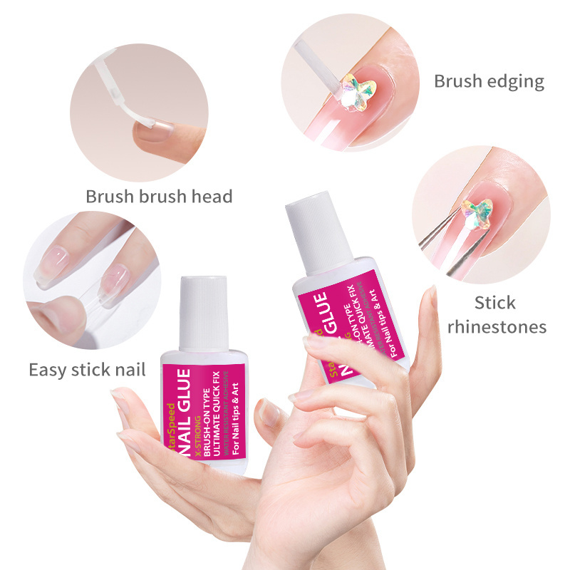 StarSpeed 15ML Wholesale Brush On Nail Glue For Nail Tips Professional Fast Drying Bond Wholesale Brush On Nail Glue