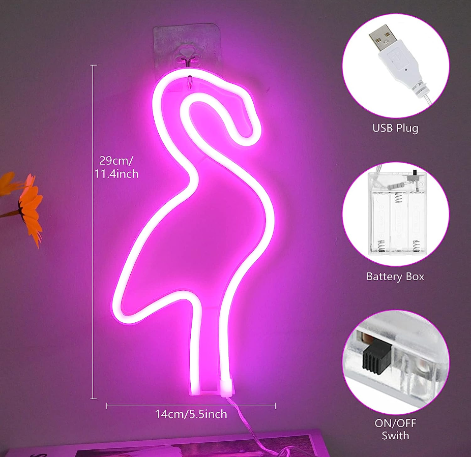 Hanging Usb Battery Operated Neon Light Night Lamp Led Flamingo Sign For Wall Kids Room Party Wedding Decoration