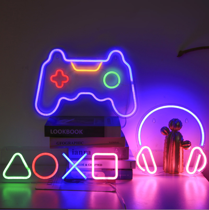 Game Controller Shape Acrylic Neon Light Usb Powered Led Gamepad Sign For Wall Gaming Room Party Gamer Accessories Decor