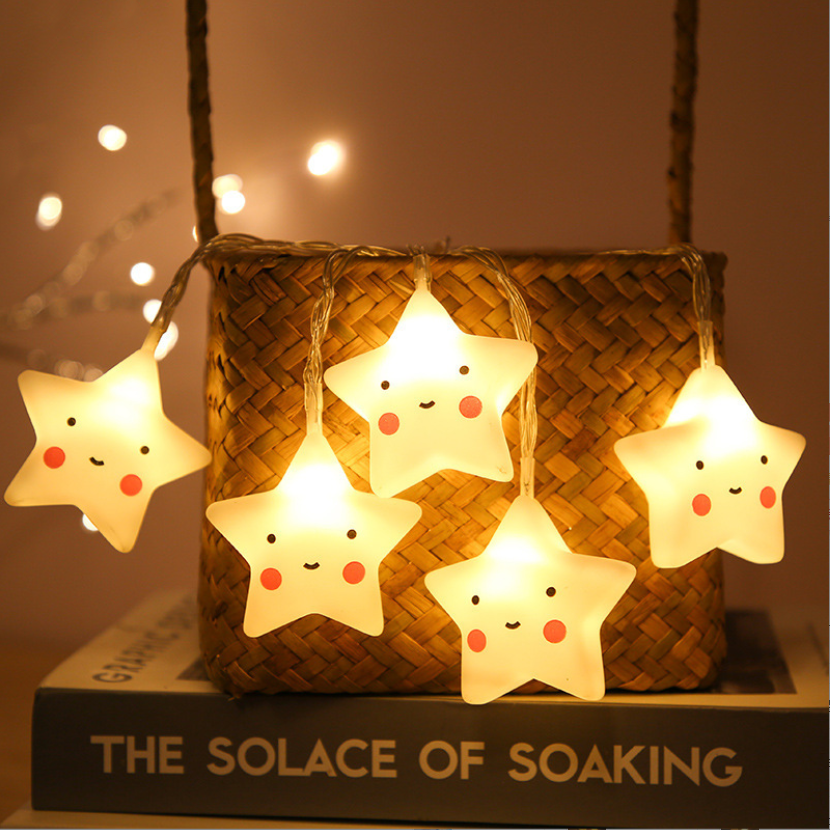 Cute Cartoon Vinyl Battery Operated String Lights Silicone Cloud Star Bunny Led Night For Kids Room Decoration