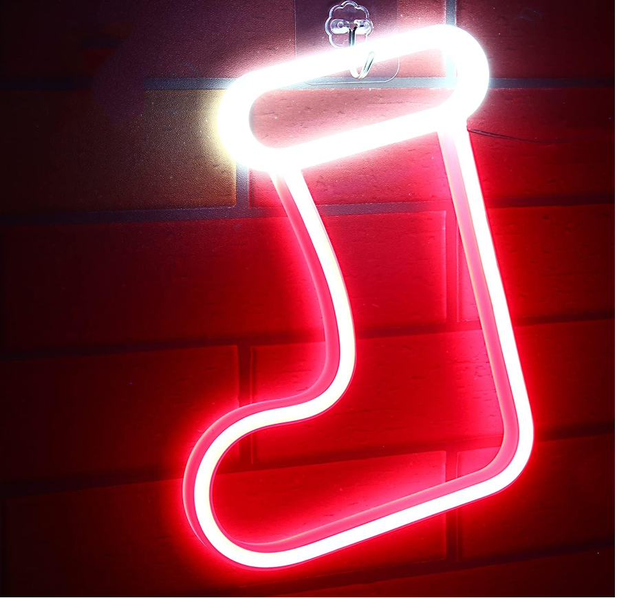 Xmas Boot Sock Hanging Usb/Battery Operated Neon Light Led Christmas Stocking Sign For Wall Kids Room Party Gift Decoration