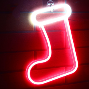 Xmas Boot Sock Hanging Usb/Battery Operated Neon Light Led Christmas Stocking Sign For Wall Kids Room Party Gift Decoration