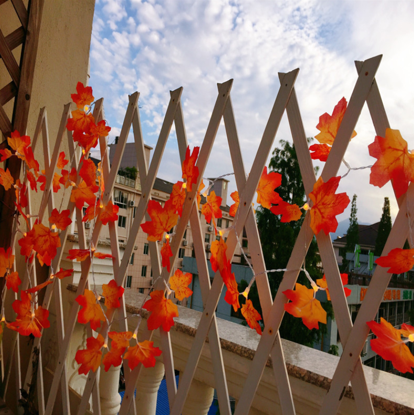 Garlands Thanksgiving Fairy Battery Operated Pumpkin Led Maple Leaves String Lights For Halloween Holiday Room Party Decoration