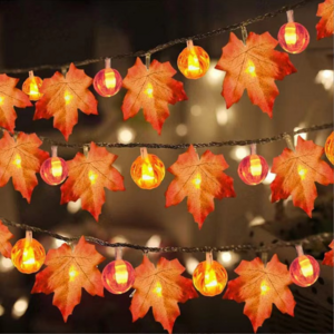 Garlands Thanksgiving Fairy Battery Operated Pumpkin Led Maple Leaves String Lights For Halloween Holiday Room Party Decoration