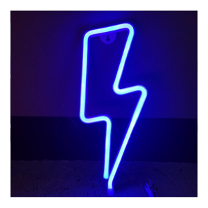 Night Lamp Hanging USB/Battery Operated Blue Led Bolt Neon Light Sign For Wall Party Kids Room Bar Christmas Decor