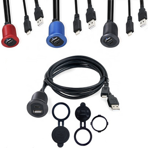 Waterproof LED light USB3.1 Type C USB 2.0 Male to Female Car Mount Flush Cable