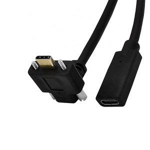 Screw Locking 90 degree Up Angle USB 3.1Type C Male to USB-C Female Cable