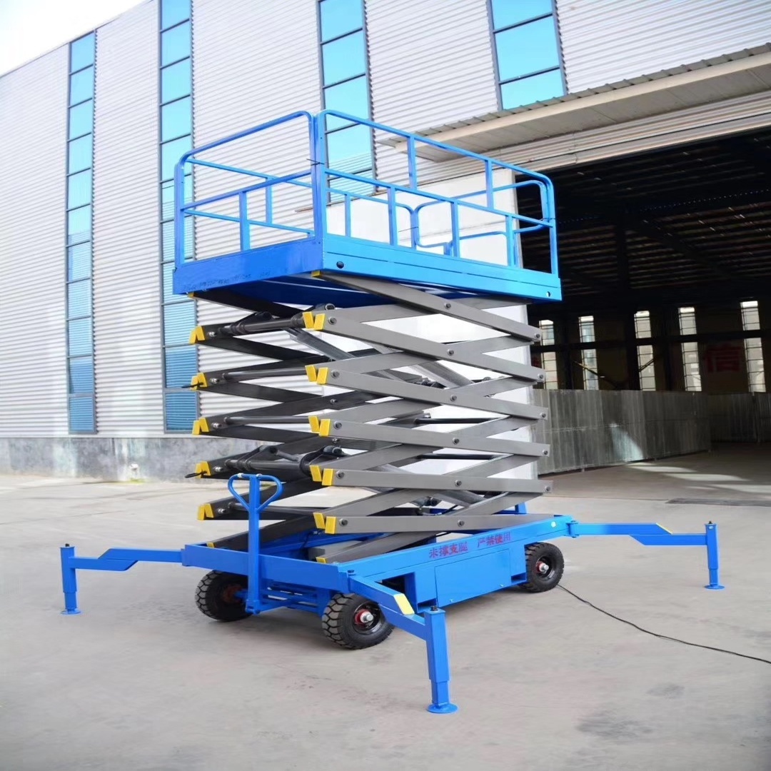 8m to 16m 1000kg industrial diesel man scissor lifts platform table portable manual movable push around mobile scissor lift