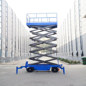 8m to 16m 1000kg industrial diesel man scissor lifts platform table portable manual movable push around mobile scissor lift