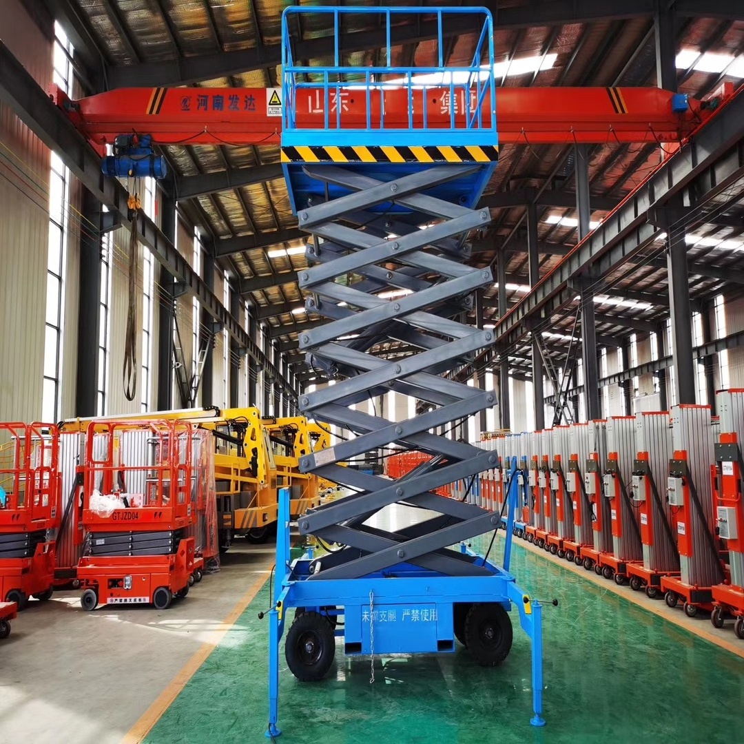 8m to 16m 1000kg industrial diesel man scissor lifts platform table portable manual movable push around mobile scissor lift