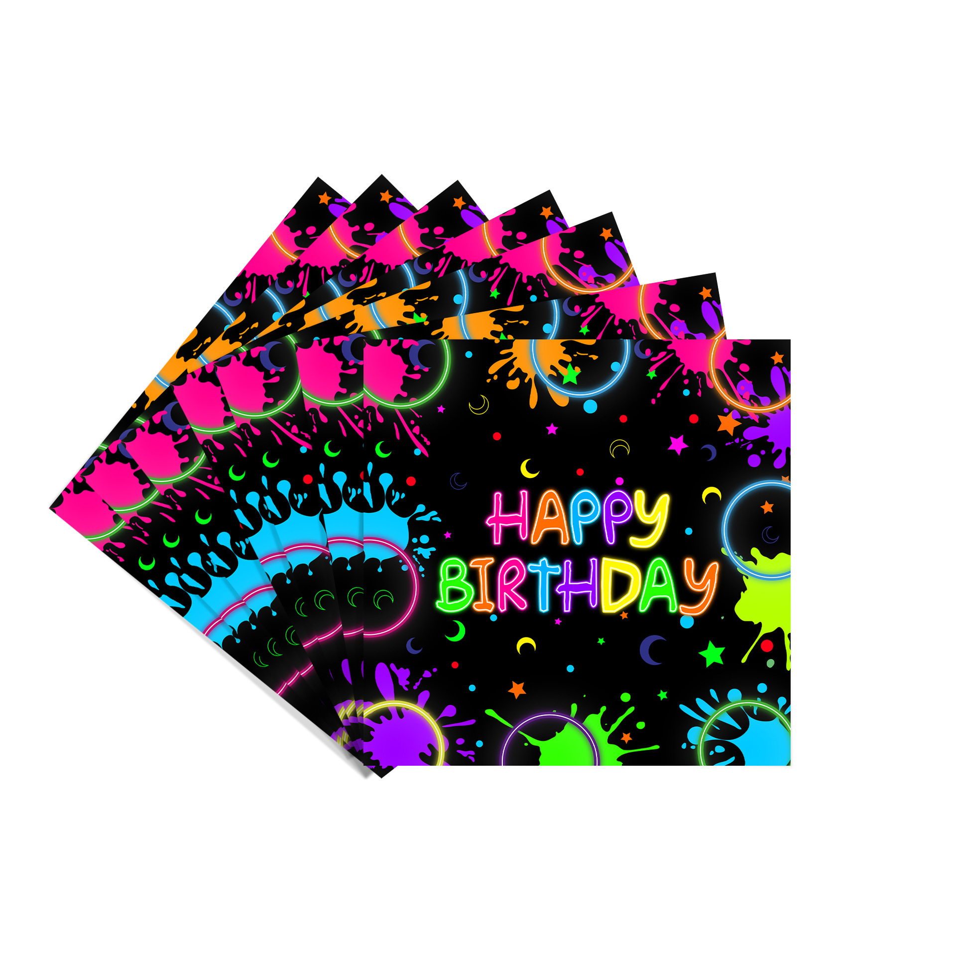 Startparty Neon Plates and Napkins Party Supplies Serves Utensils Included for Glow in the Dark Party Decorations