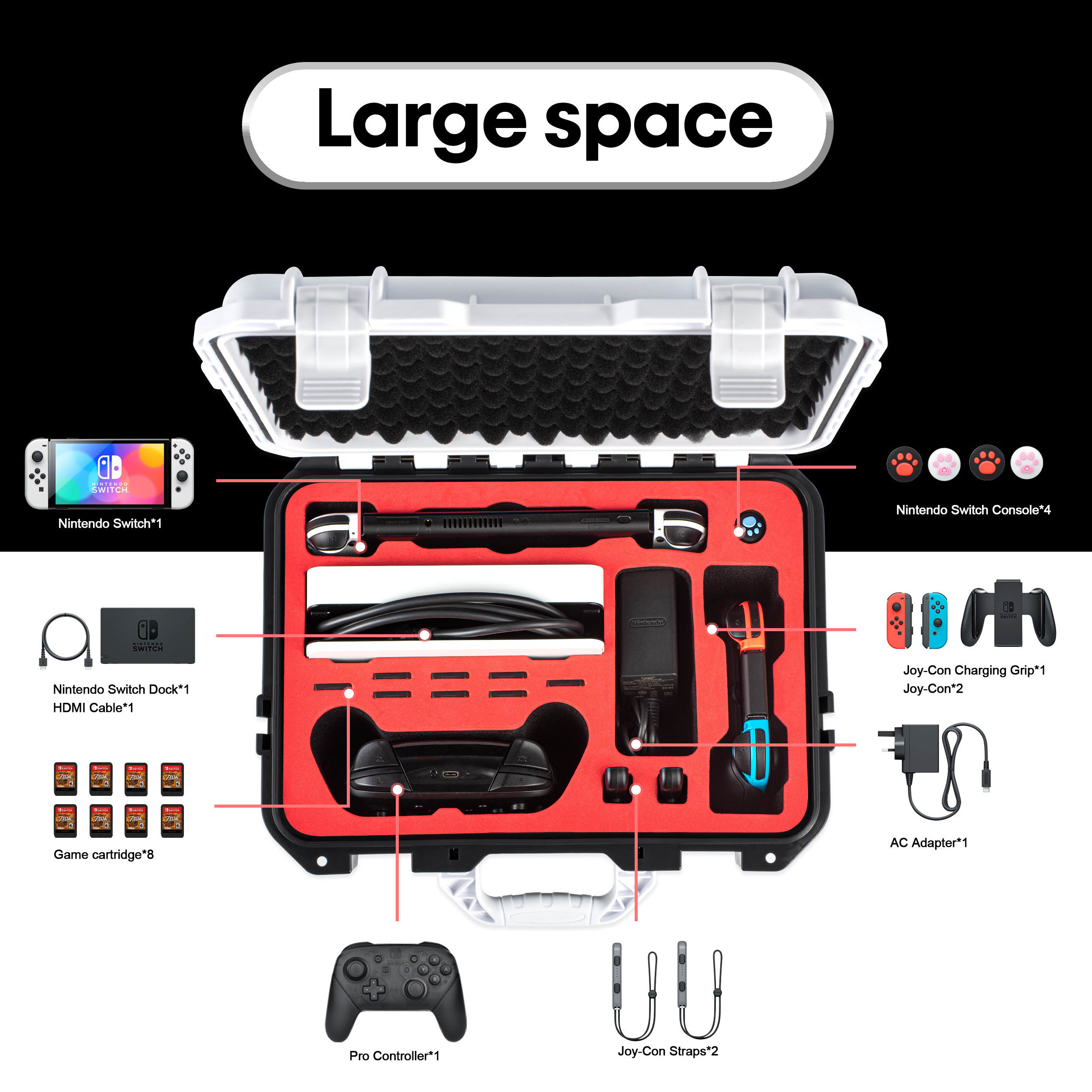 Portable Carrying Case for Nintendo Switch OLED Video Game Consoles Toy Kit Accessories