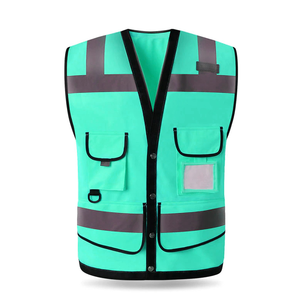 Customized Made Work Wear Vest Wholesale 100% Polyester Fabric With Pockets Man's Working Industry Work wear Safety Vest