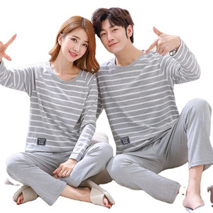 aesthetic yarn dyed night pajamas full sleeves O-neck 100%cotton women pajama sleepwear casual sleepwear short length summer pa