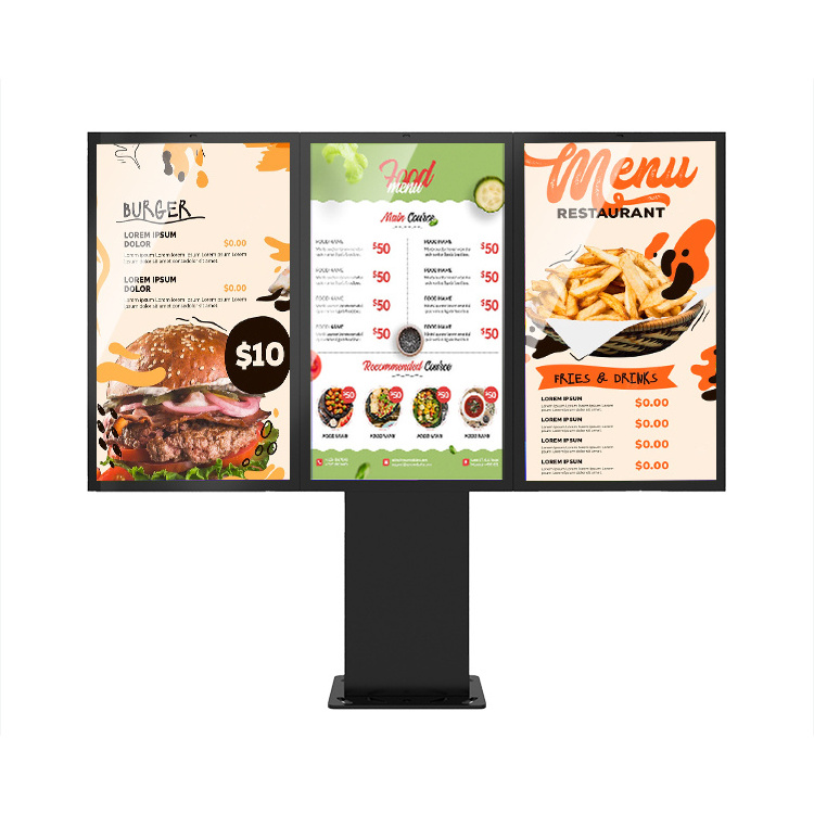 Full color advertising LCD screen digital kiosk totem 1*3 outdoor drive-thru digital menu boards