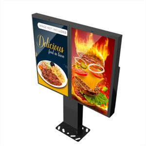 2x55 Inch outdoor LCD screen floor standing advertising digital totem outdoor drive thru digital menu boards