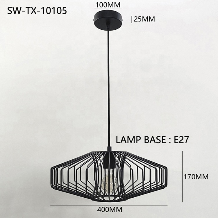 Birdcage Pendant Lamp Industrial Single Long Farmhouse Island Kitchen Metal Rustic Iron Cage Pendant Light