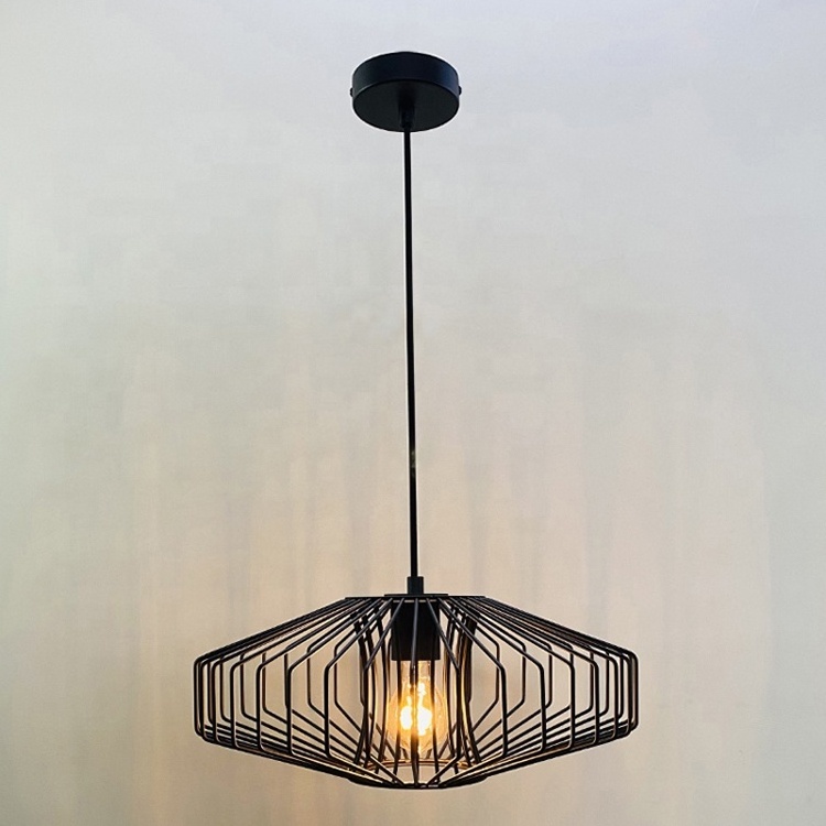 Birdcage Pendant Lamp Industrial Single Long Farmhouse Island Kitchen Metal Rustic Iron Cage Pendant Light