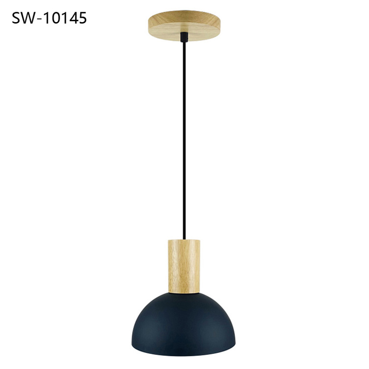 E27 Base Loft Light Fixture Single Small Pendant Lamp Black Mid Century Chandelier Hanging Wood Light With Wholesale Price