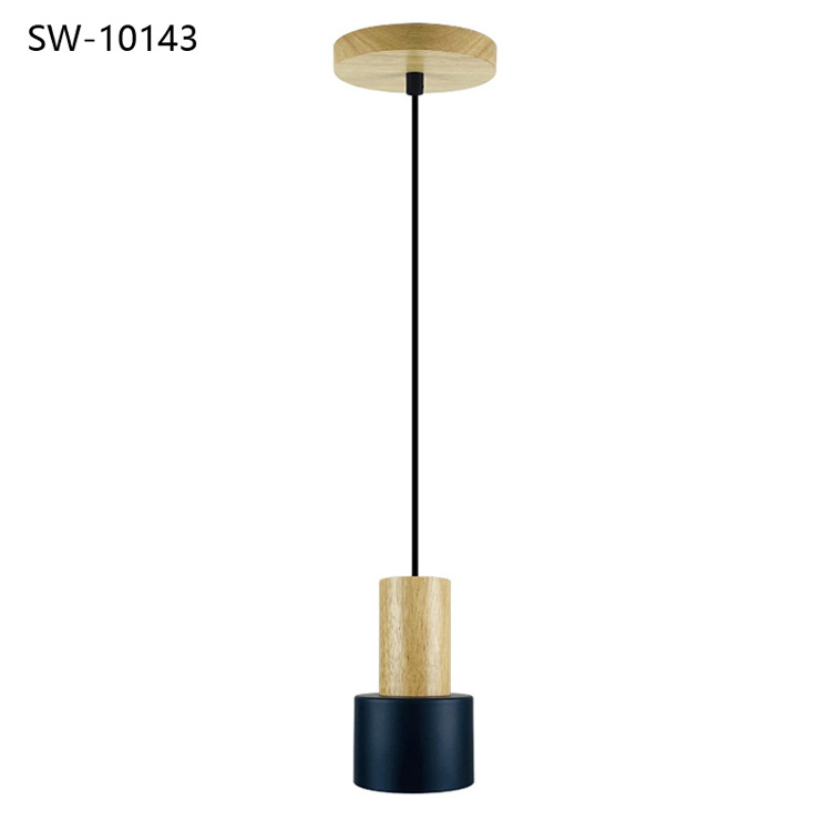 E27 Base Loft Light Fixture Single Small Pendant Lamp Black Mid Century Chandelier Hanging Wood Light With Wholesale Price