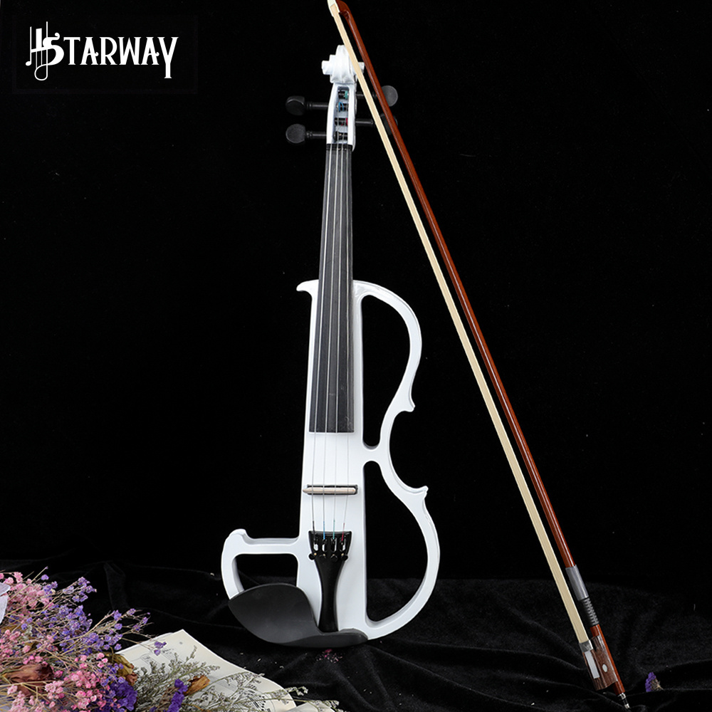 Starway 4/4 Cheap Electric Violin Fiddle Stringed Instrument Basswood With Fittings Cable Headphone Case For Beginners