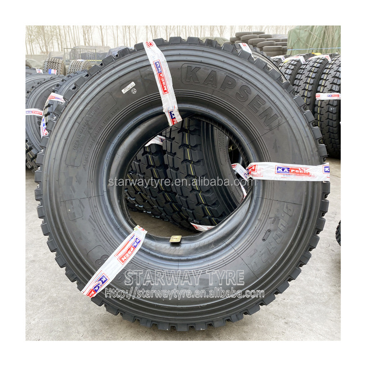 Cheap price tube truck tyre 9.00R20 back rear drive wheel 900r20 Kapsen Taitong Terraking brand 900x20 tire with tube for trucks