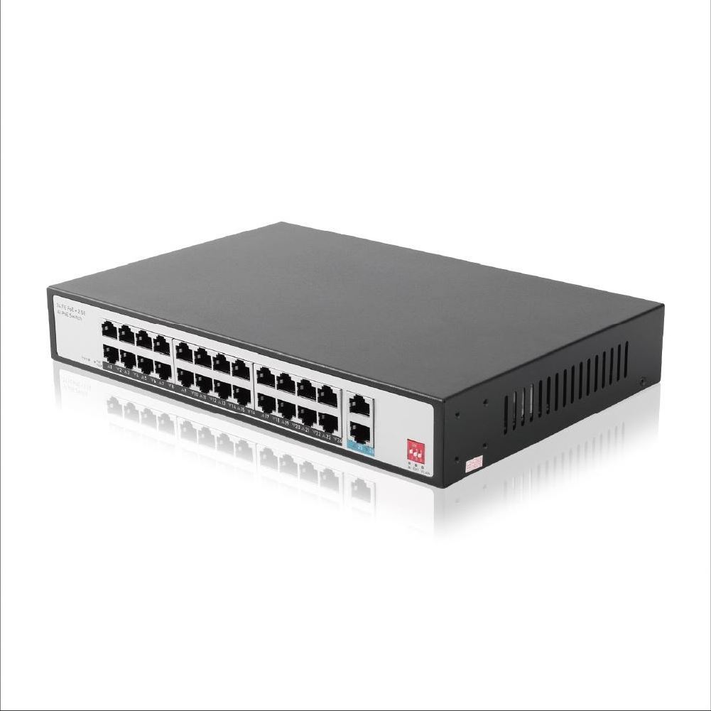 24 100Mbps +2 Gigabit Ethernet Switch IEEE802.3af/at 250W Power Supply 250m Distance PoE Switch