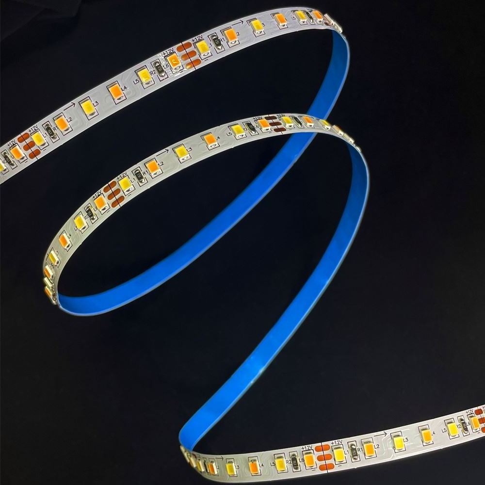 dual color led strip 2835 cct 120 led per meter 12v 24v color temperature ip65 tape light bare board flexible led tunable strip