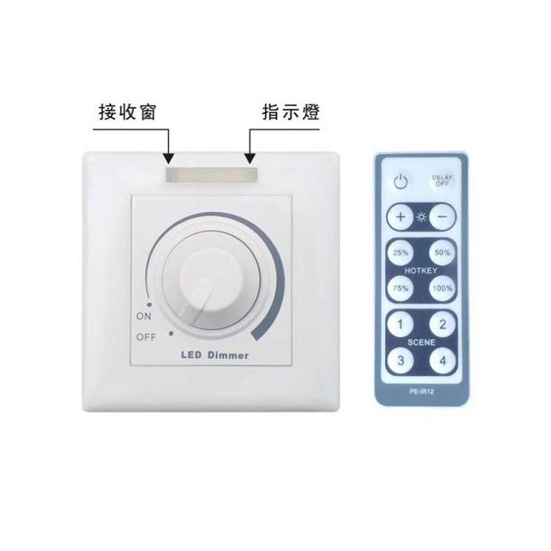 Top quality PE382RW wireless remote type 100W / 150W led dimmer / triac dimmer Knob switch type