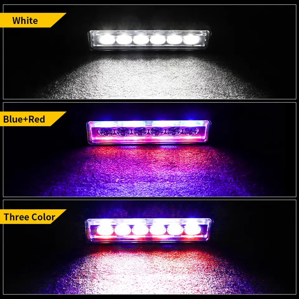 12V 24V Waterproof High Power Slim LED DRL Daylight Driving Red and blue warning Flashing Daytime Running Light Lamp