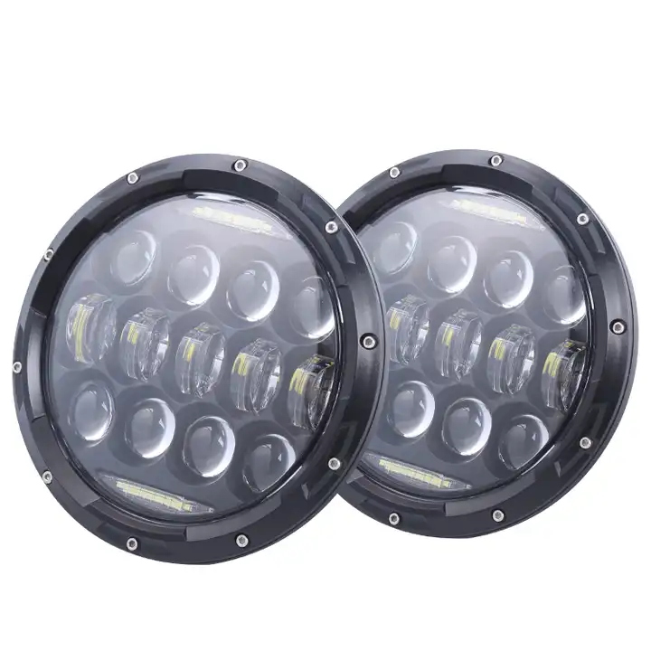 75w off-croad EMC plug and play 7 inch round driving light with halo 7'' led headlamp with hi lo beam for Jeep