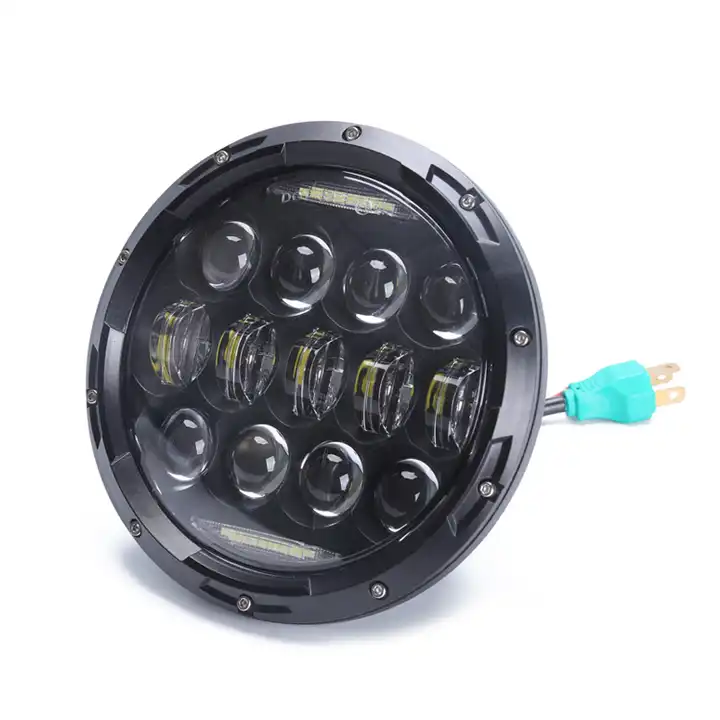 75w off-croad EMC plug and play 7 inch round driving light with halo 7'' led headlamp with hi lo beam for Jeep