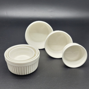 Classic RAMEKIN set 6 for dessert creme brulee souffle porcelain bakeware pudding dip bowl ceramic sauce dish oven safe