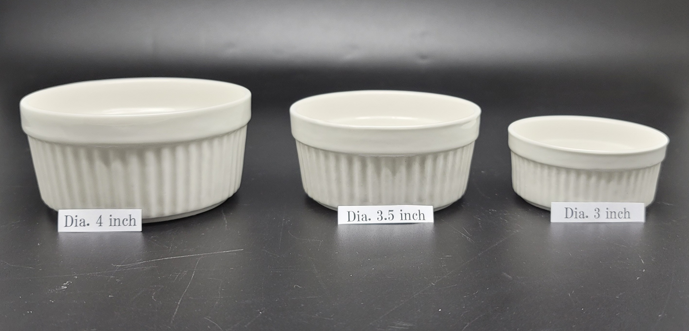 Classic RAMEKIN set 6 for dessert creme brulee souffle porcelain bakeware pudding dip bowl ceramic sauce dish oven safe