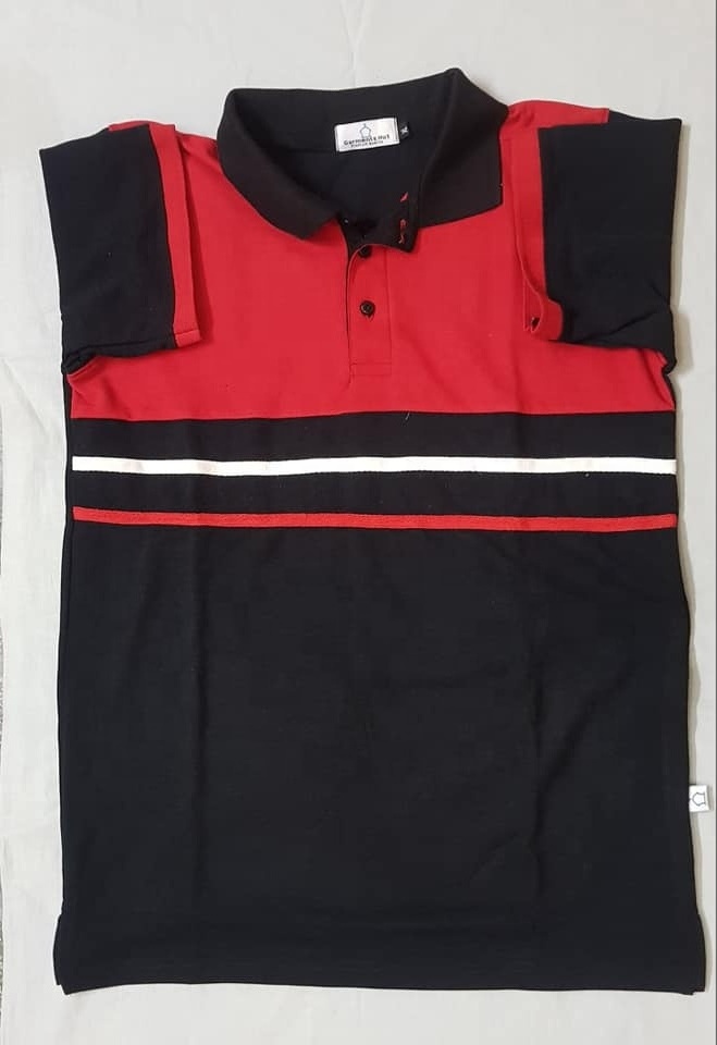 Double Knit Red and Black Color Combination Polo Collar Men T-shirts Custom Logo Printing Polo shirts