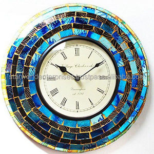 Mosaic glass iron round wall clock iron Quality Round Shape Metal Wall Clock for Time Use and Wall Decoration Available