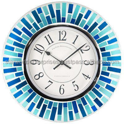 Mosaic glass iron round wall clock iron Quality Round Shape Metal Wall Clock for Time Use and Wall Decoration Available