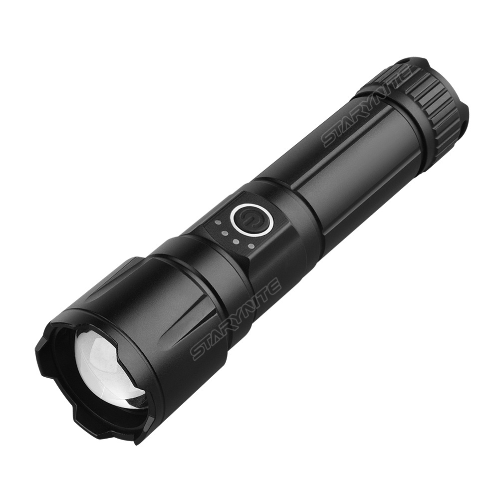 STARYNITE 2024 New XPG3 800 Lumen High Power 26650 Battery Zoomable Rechargeable Led Flashlight 5V 2A Type C Input