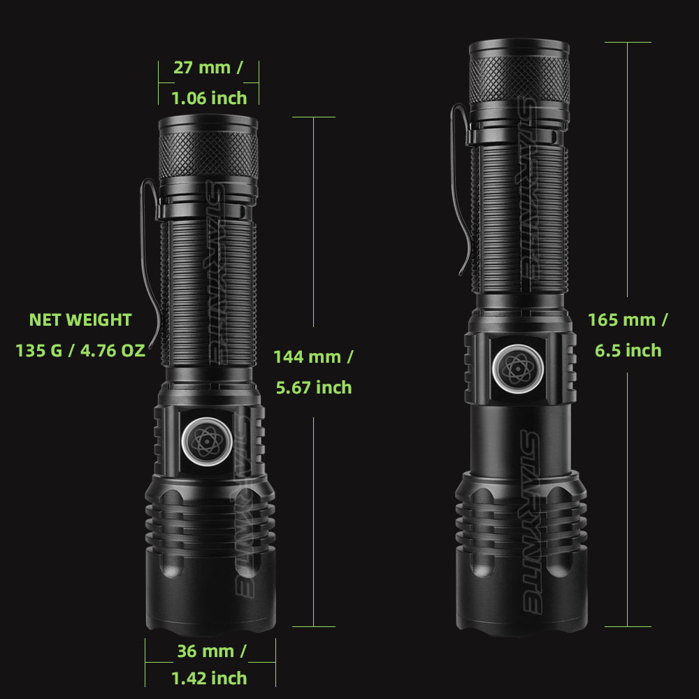 STARYNITE 600 Lumens XHP50 Rechargeable Led Flashlight Powered by 18650 Battery