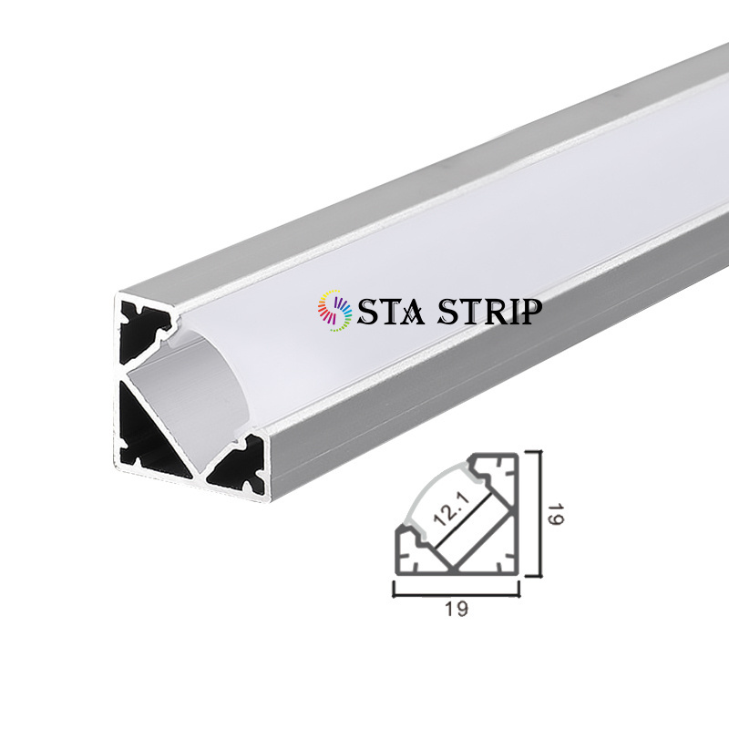 Aluminum Corner Led Profile With Pc Cover Channel 90 Degrees Angle Silver Black White Aluminum Strip Extruded Corner Led Profile