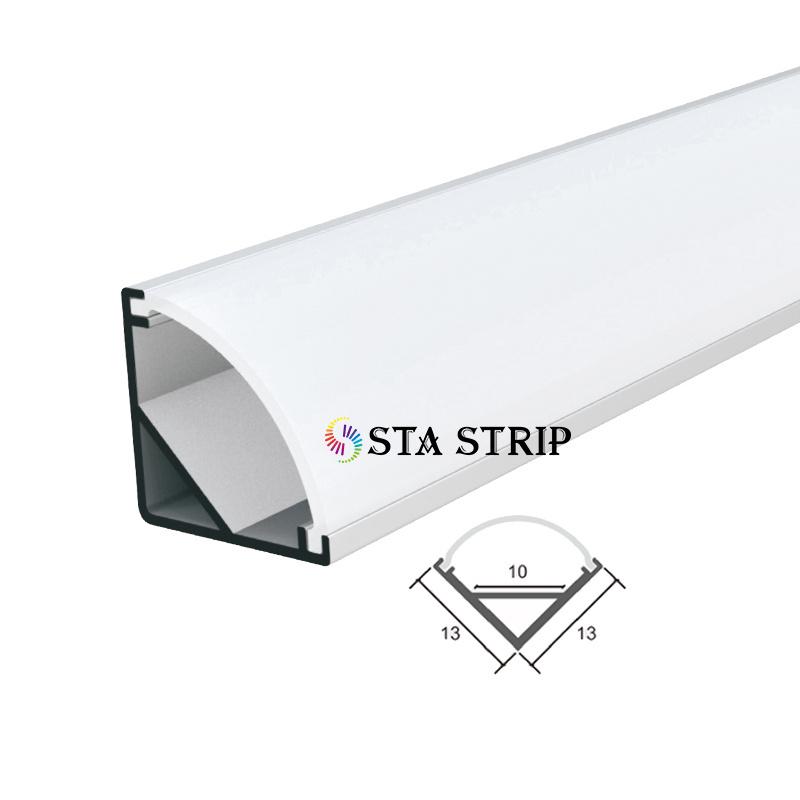 Aluminum Corner Led Profile With Pc Cover Channel 90 Degrees Angle Silver Black White Aluminum Strip Extruded Corner Led Profile