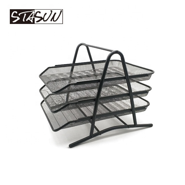 STASUN Office School desk organizer Three Layers Metal Wire Mesh 3 tier Document Tray