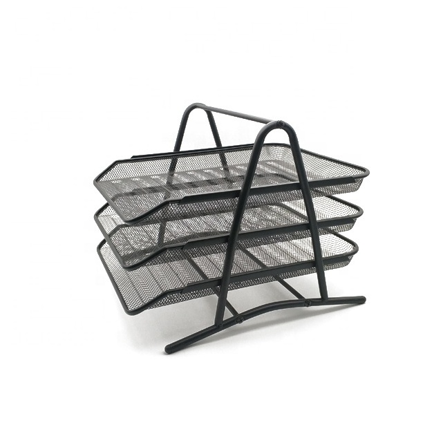 STASUN Office School desk organizer Three Layers Metal Wire Mesh 3 tier Document Tray