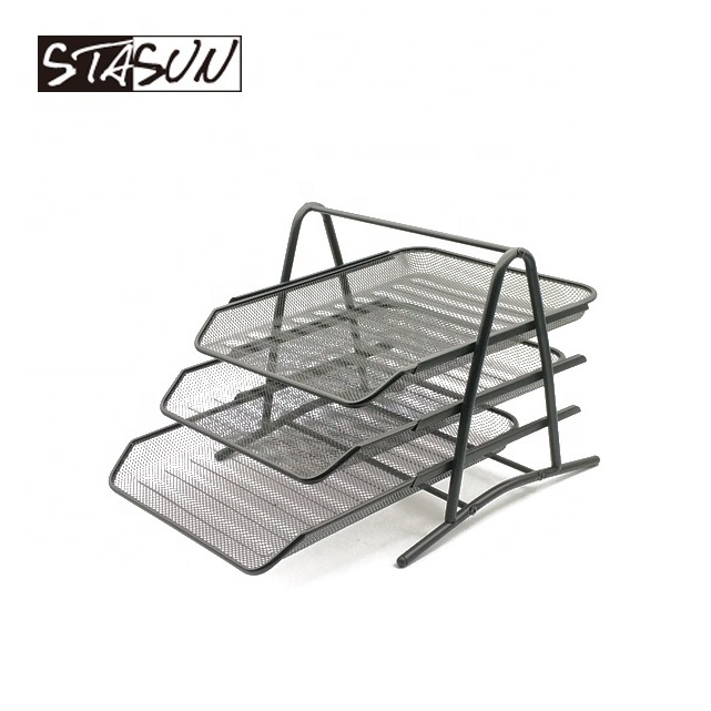 STASUN Office School desk organizer Three Layers Metal Wire Mesh 3 tier Document Tray