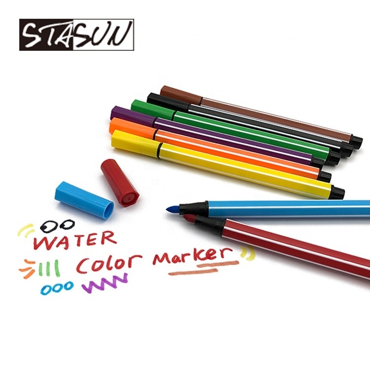 Stasun high quality back to school Multi Colors Washable Drawing Felt Tip Water color Pen