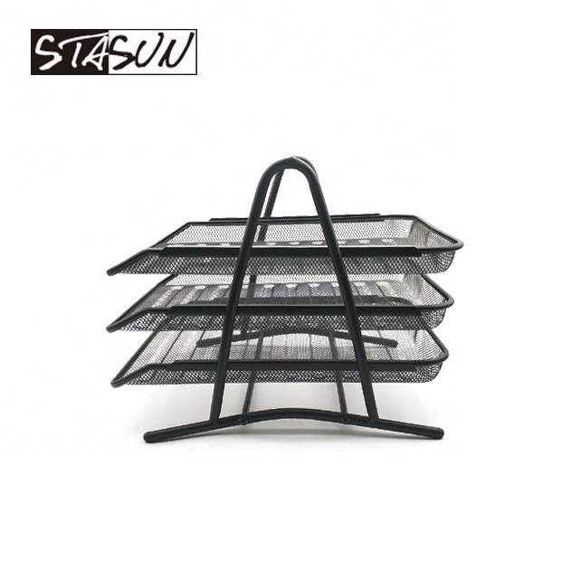 STASUN Office School desk organizer Three Layers Metal Wire Mesh 3 tier Document Tray